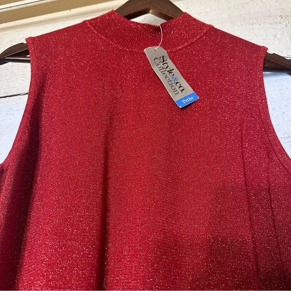 STYLE AND CO RED SHIMMERING SLEEVELESS SWEATER NWT - Picture 12 of 16